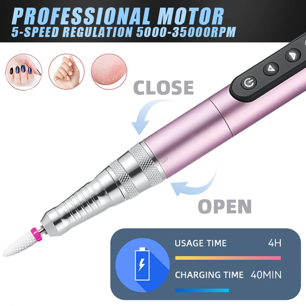 35000 RPM nagelboor professionele machine draadloze elektrische manicuresnijder voor nagelreparatieschuurmachine nagelgereedschap nagelboor