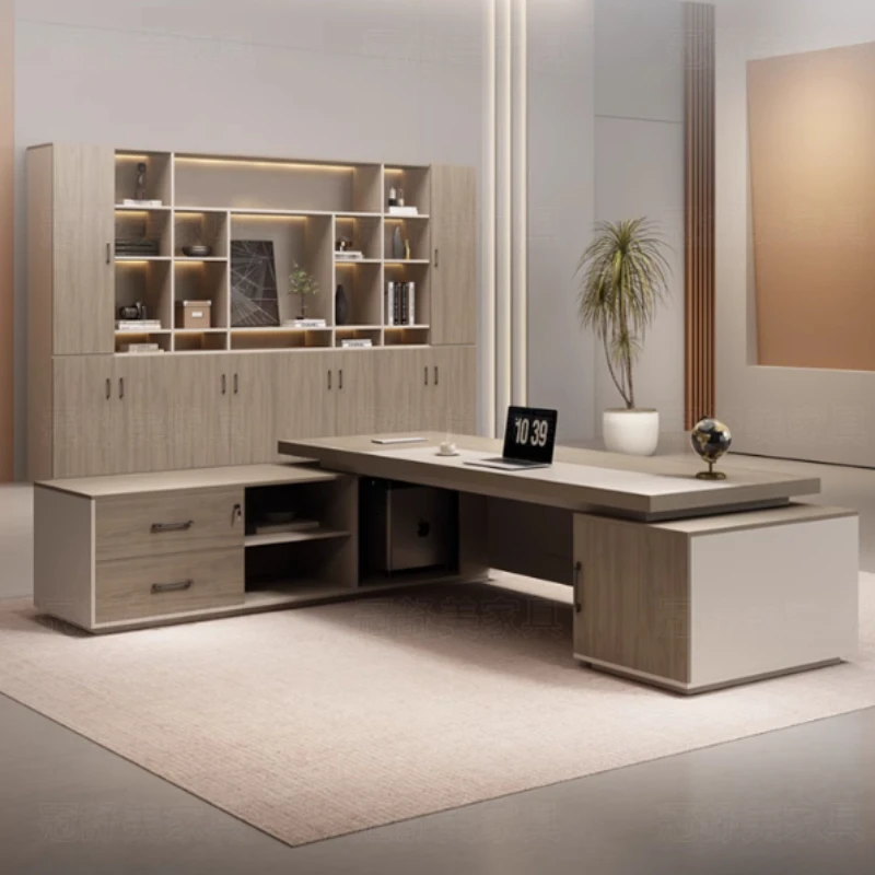 Computer Desk Table Chair Combination Modern Supervisor Office Desk Manager Filing Cabinet Gaming Height Sedentary Furniture