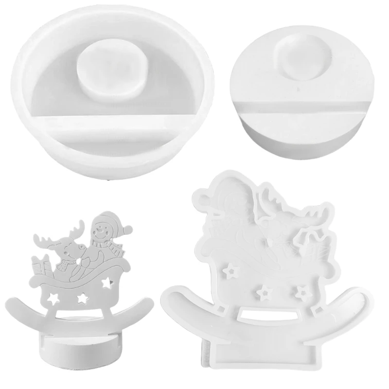 Snowman Holder Molds Elk Silicone Molds Epoxy Resin Molds Christmas Molds Plasters Molds for Candle Holder Making