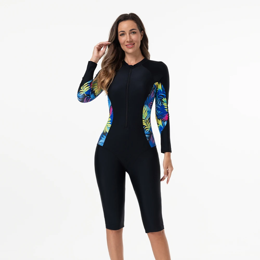 Women\'s Swimsuit Sport Style Long Sleeve One-Piece Bathing Suit Female Beachwear Woman Swimwear Surfing Suit Diving Outfits