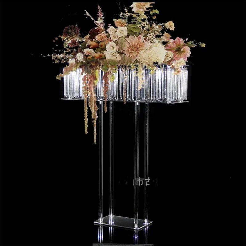 4Pcs Clear Flower Road Lead Wedding Table Centerpieces Event Party Stand Home Hotel Decoration