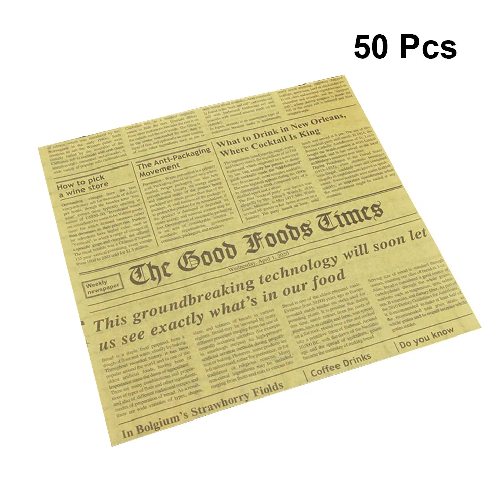 

50 Pcs Greaseproof Baking Paper Food Grade Oil Proof Parchment Wrappers for Bread Cakes Cookies Sandwich Disposable