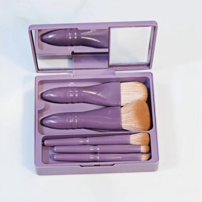 

5PCS/Set Window Opening Five Mirror Box Portable Travel Makeup Brush Popular Set Loose Powder Eye Brush
