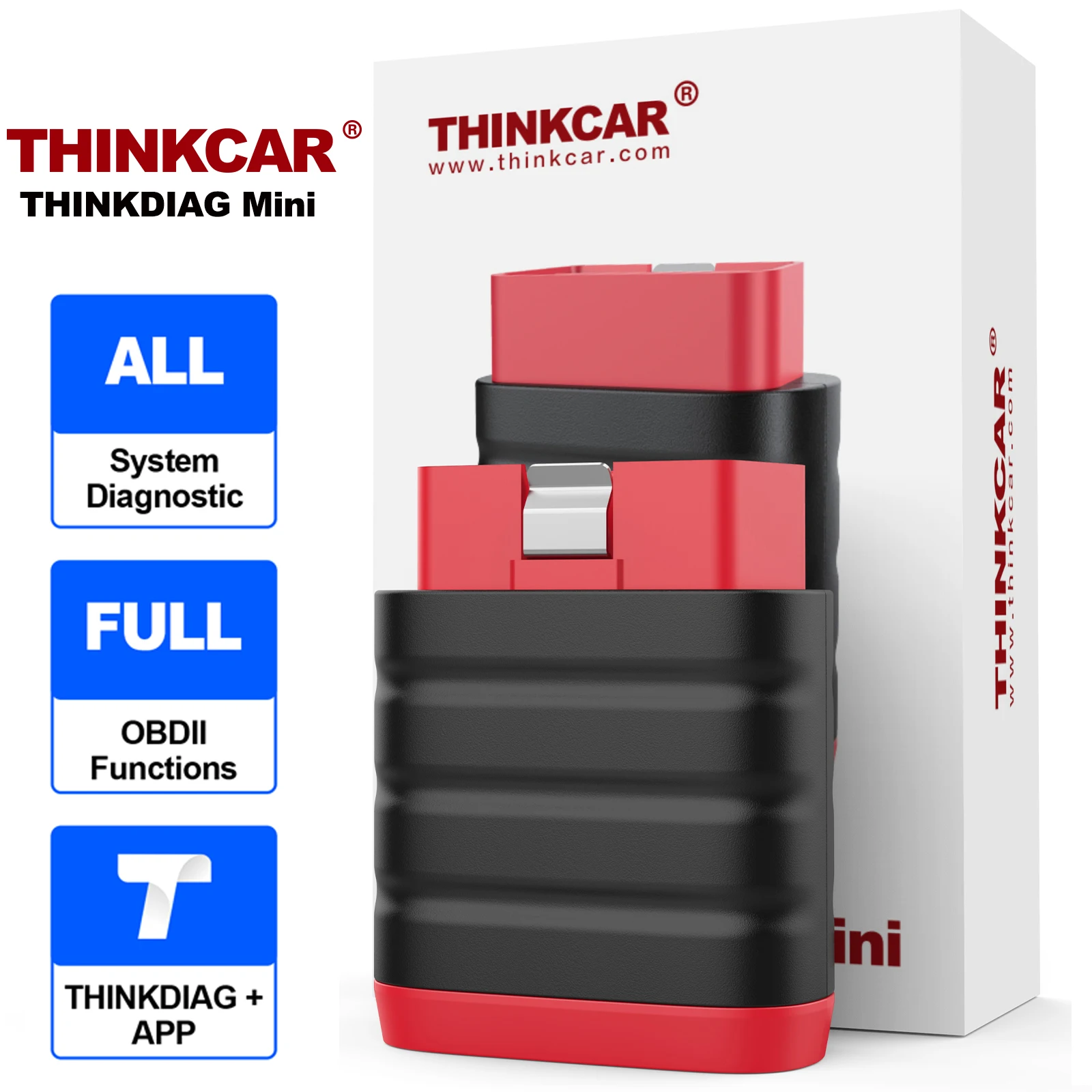 THINKCAR THINKDIAG Mini OBD2 Scanner Bluetooth, All-System Diagnosis Car Diagnostic Scan Tool Read/Clear fault code Universal