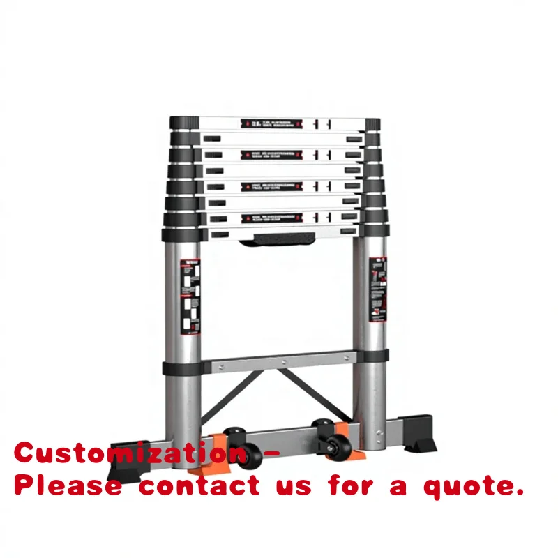 

Customize.Great Savings EU Standards 9 Steps Nonslip Pedal Stainless Steel Telescopic Extension Ladders Wheels 150kg Modern Home
