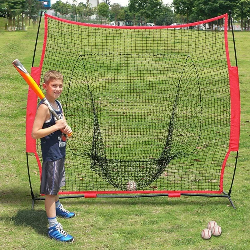 Practice Baseball Strike Net Black Softball Net Triangle Support Removable Pitcher Block Net Outdoor Portable