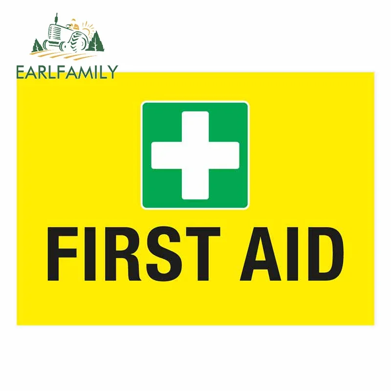 EARLFAMILY 13cm x 9.3cm For First Aid Sign Decal Funny Car Stickers Car Styling Waterproof Occlusion Scratch Suitable for VAN RV