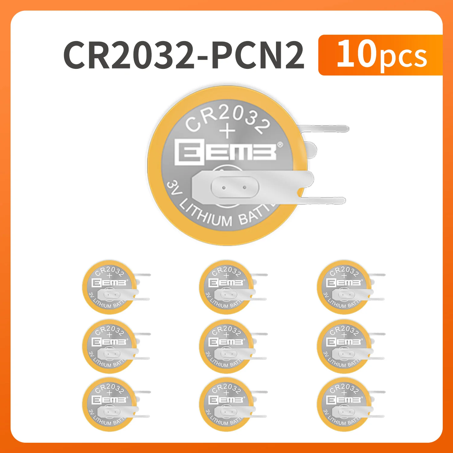10-Pack CR2032 Battery With Solder Tabs Tabbed High-Capacity Button Cell Battery 240mAh CR 2032 Batteries 3v Lithium Battery