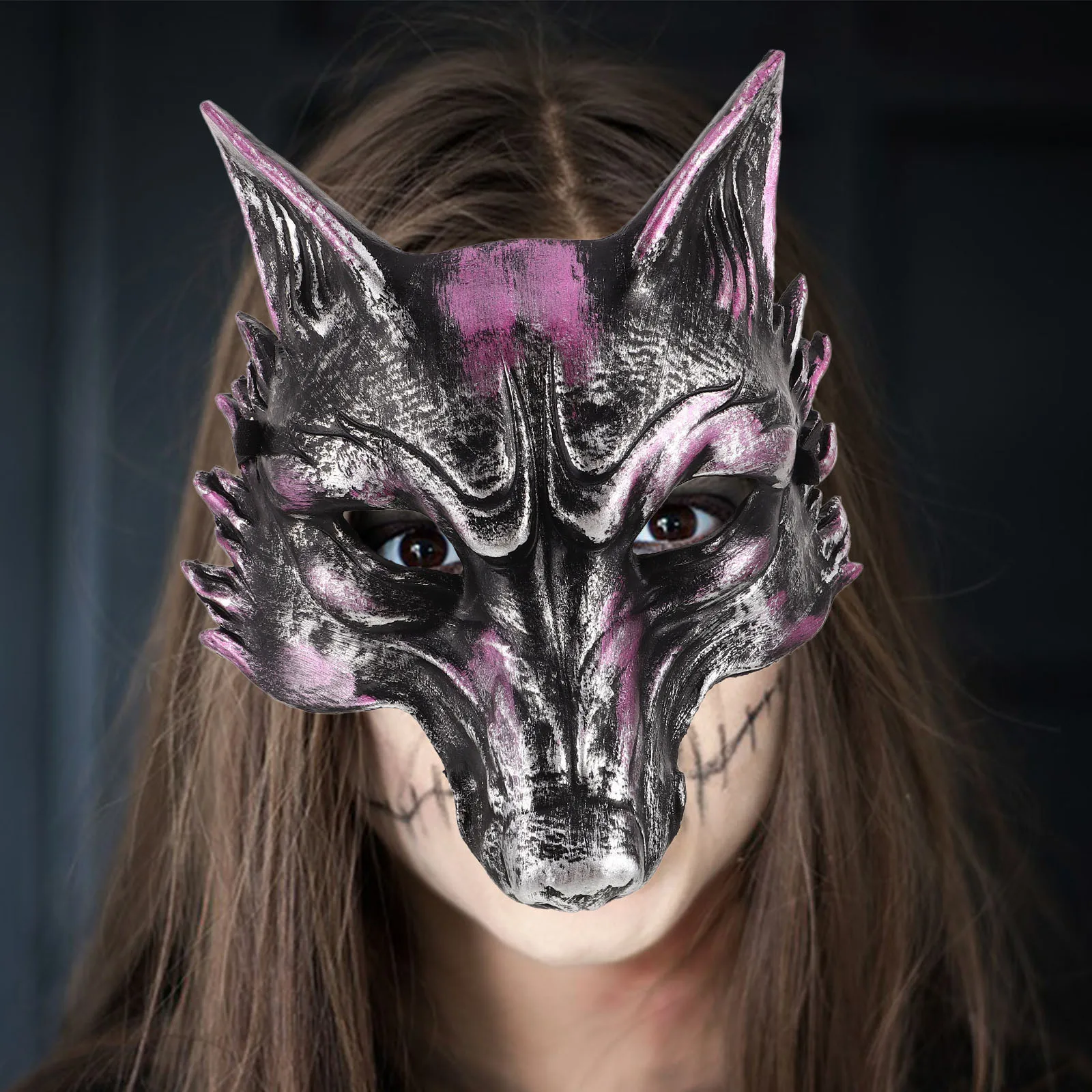 

3D Animal Fox Mask PU Realistic Detailing Halloween Masquerade Party Cosplay Accessory Fox Mask Party Accessories