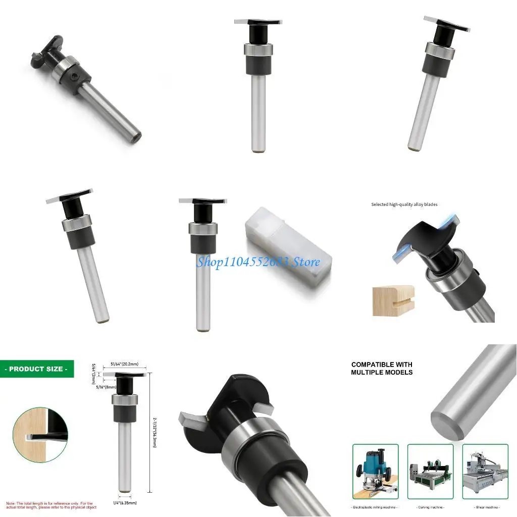 

Y6GD Pattern T-Slot Router Bit 1/4 Shank, Bottom Bearing Pattern Router Bit for Woodworking Trimming