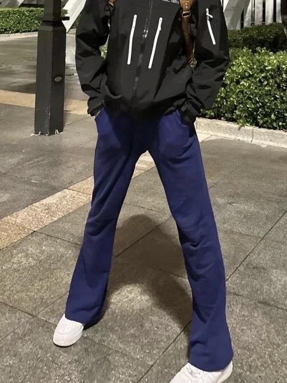 

Спортивные брюки Slim Fit с вышитым узором синего цвета, повседневные универсальные баскетбольные брюки для подростков