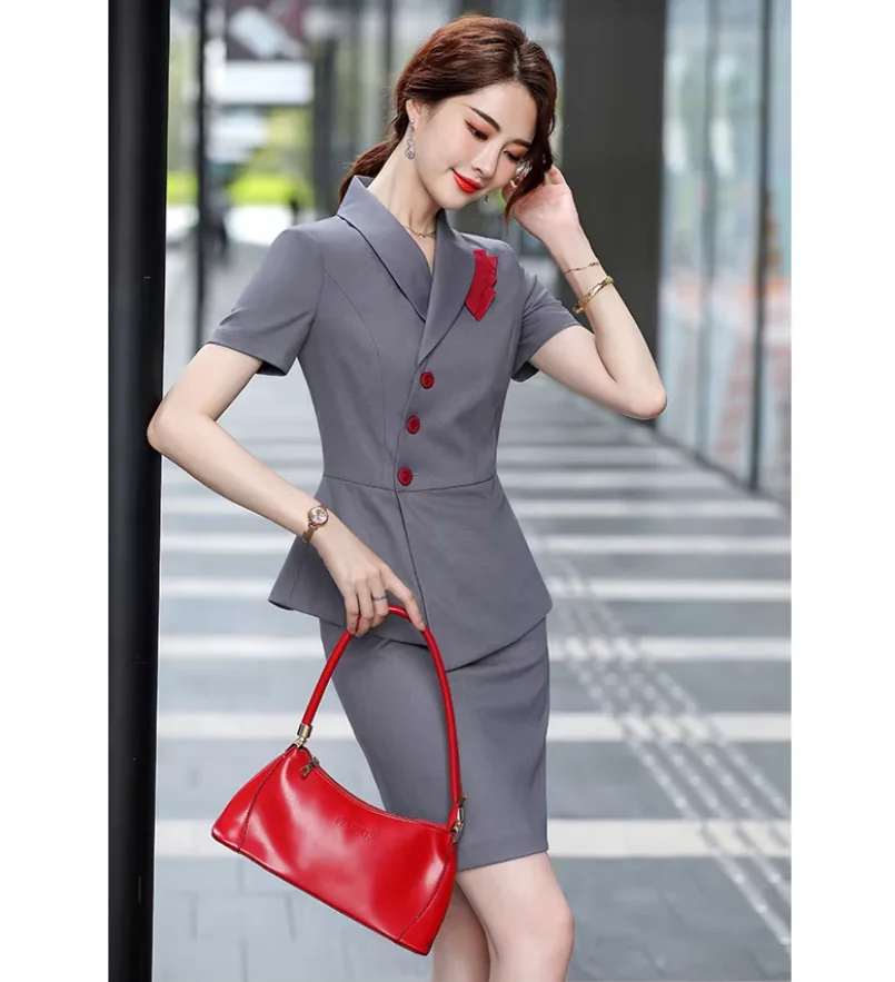 Women's Spring and Summer Business Suit Elegant Fashion Formal Suit Hotel Front Desk Work Uniform