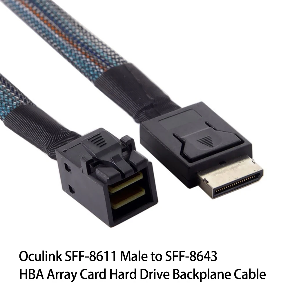 Oculink SFF-8611 Male Pair SFF-8643 HBA Array Card Hard Disk Backplane Cable 8654 Data Transmission Cable SAS Data Conversion