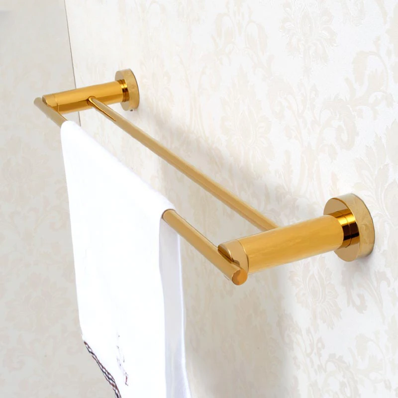 Brass Titanium Gold Single Double Bar Towel Pendant Bathroom Hardware Towel Rack