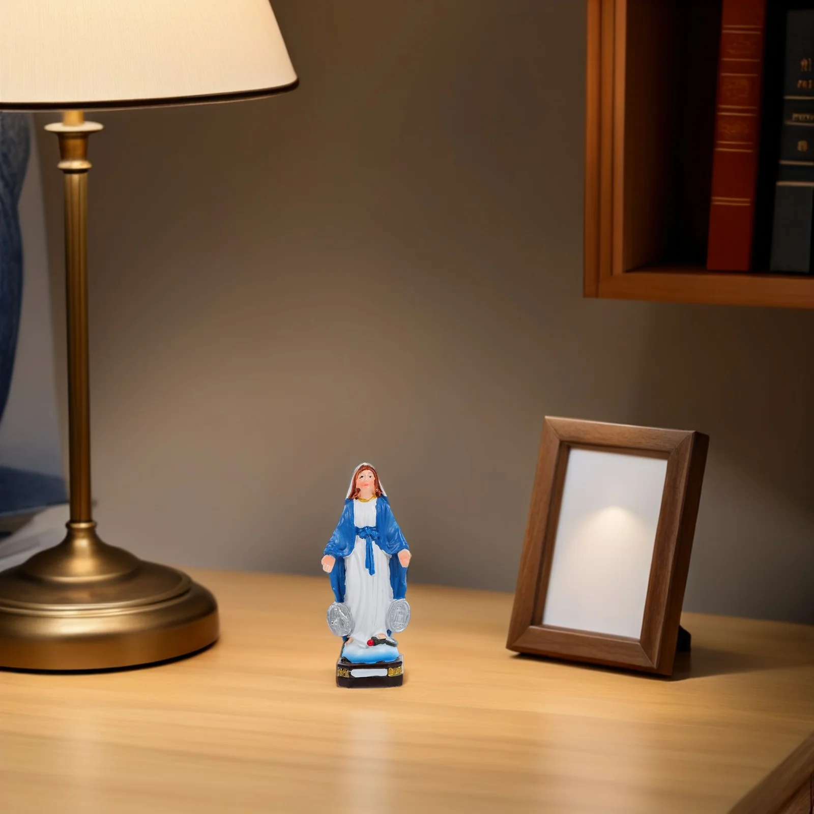 

Blessed Mother Mary Resin Statue Miniature Catholic Virgin Mary Sculpture for Home Decor Prayer Religious Ornament