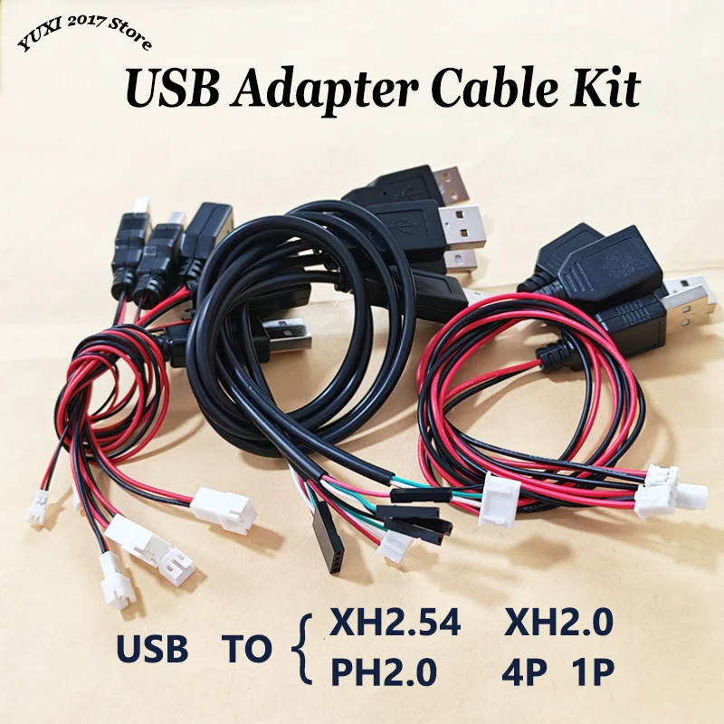 Kit de câbles adaptateurs USB avec connecteurs PH2.0/XH2.54 pour câbles de signal et d'alimentation des produits électroniques DIY, imprimantes 3D, jouets RC, etc.
