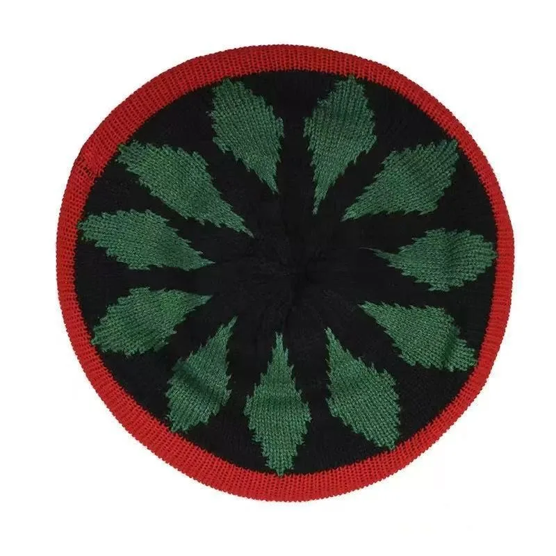 Premium Soft Warm Cozy Knitted Rainbow Creative Beret for Women and Men Autumn Winter Fashion Versatile Windproof Wool Cap