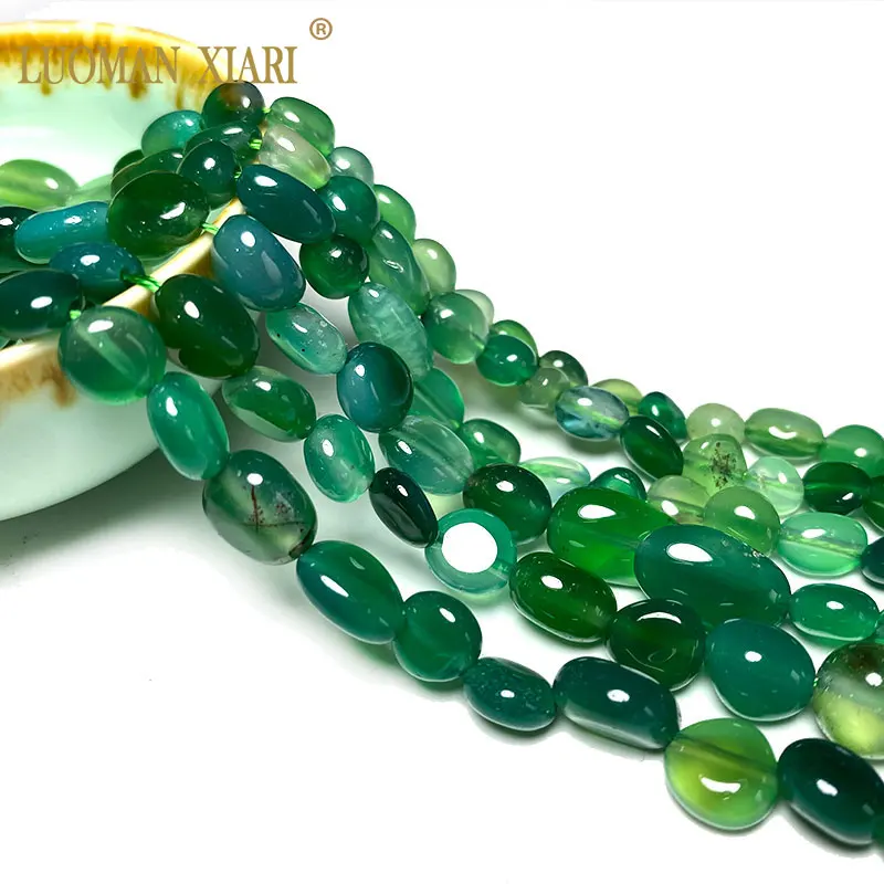 Fine 100% Natural Stone Green Agate Irregular Gravel Gemstone Spacer Beads For Jewelry Making DIY Bracelet Necklace 6-8; 8-10MM