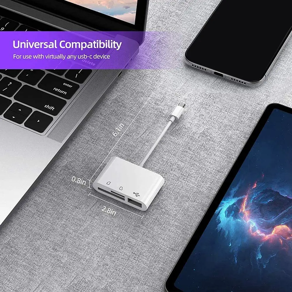 GFR5-USB C to Micro-SD TF Memory Card Reader, 3-In-1 for Galaxy S10/S9