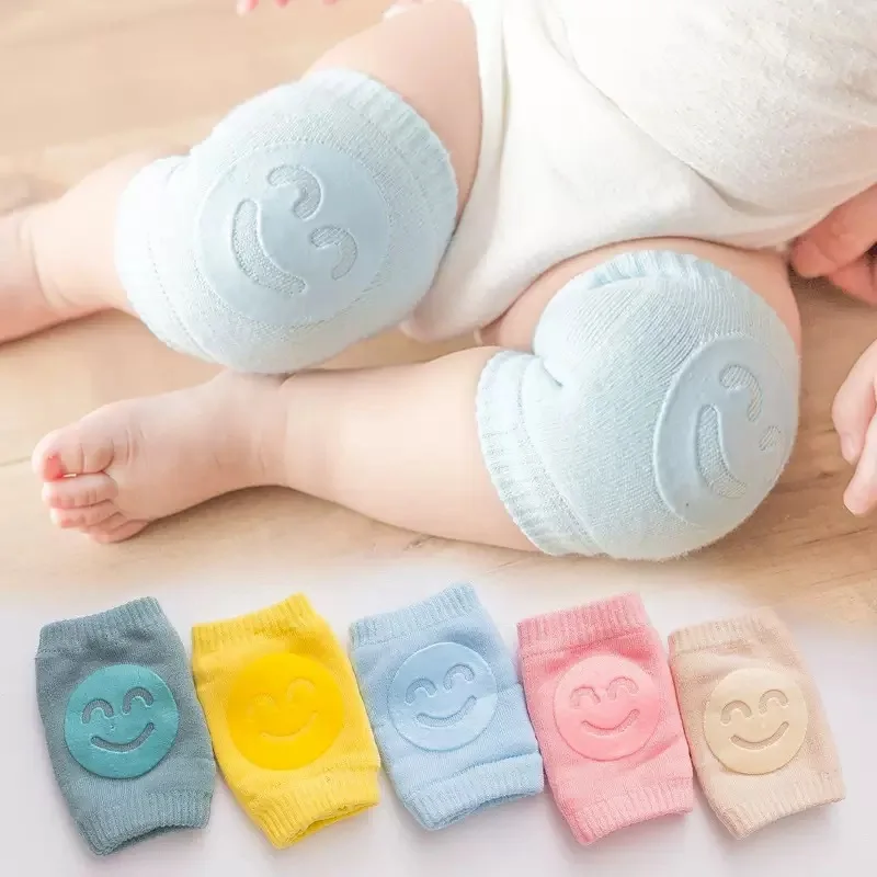 4Pcs/Set Baby Knee Pads Leg Warmer Gaiter Smile Girl Boy Kids Crawling Elbow Kneepad Slips Toddlers Infant Legging Elbow