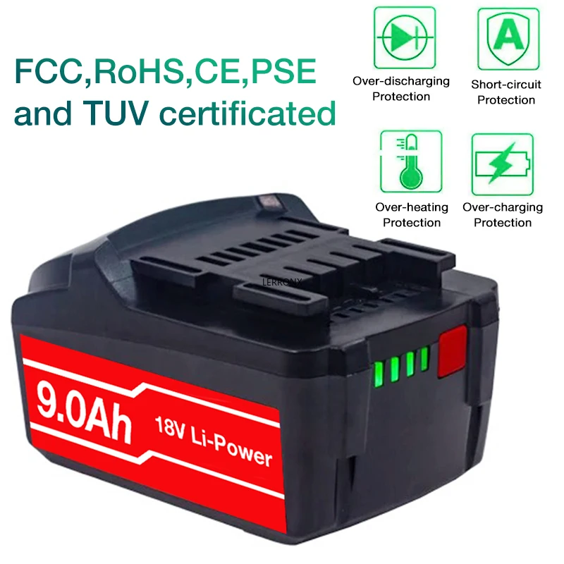 18V 9000mAh Li-ion Replacement Rechargeable Battery for Metabo Cordless Power Tools 625592000 625591000 BSZ18 BS18LT SSD18