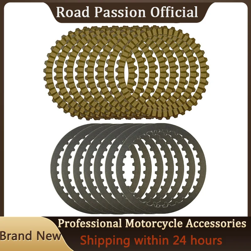 Road Passion Motorcycle Yellow Clutch Plates &Steel Friction Plate For Harley XL883 2004-2008 XL1200 1200X48 SPORTSTER 1991-2011