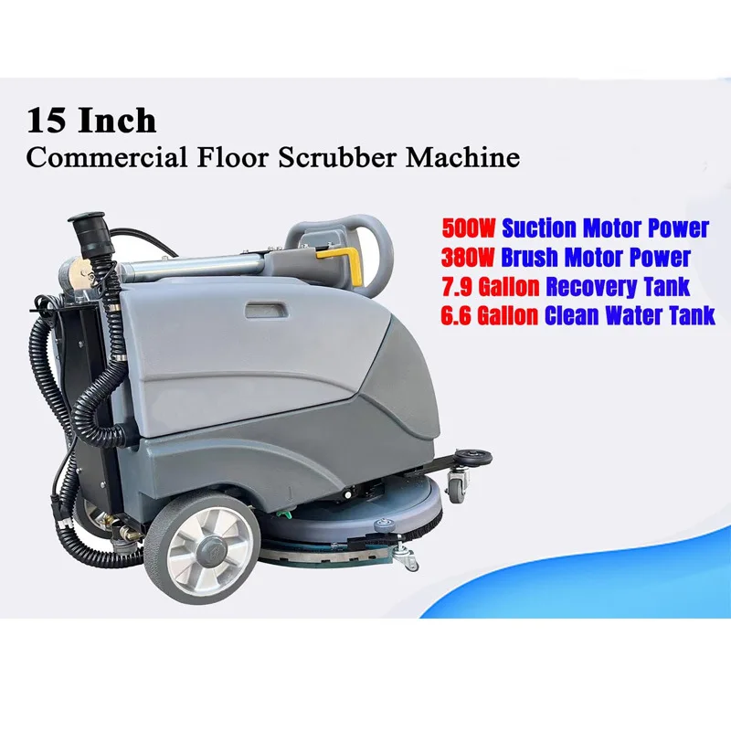 15-Inch Foldable Hand Push Floor Scrubber