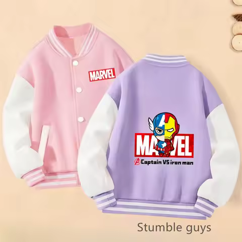 Avengers Boys Clothes Girls Baseball Uniform Sonic Cute Coat 3-14 Years Old Kids Cartoon Print Hoodie Autumn Jacket