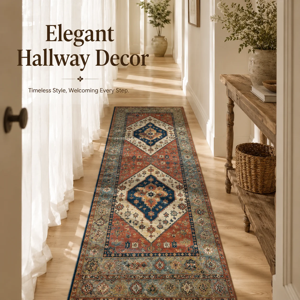 Bohemian Persian Runner Rug Vintage Washable Hallway Carpet Faux Cashmere Bedside Floor Mat Homestay Decor Easy Clean