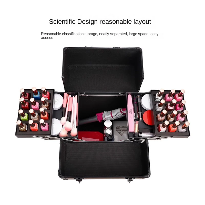 Makeup Case Make-up Artist Suitcase Password Trolley Case Nail Art Tattoo Special Storage Tool Box Luggage Women's Cosmetic Bag