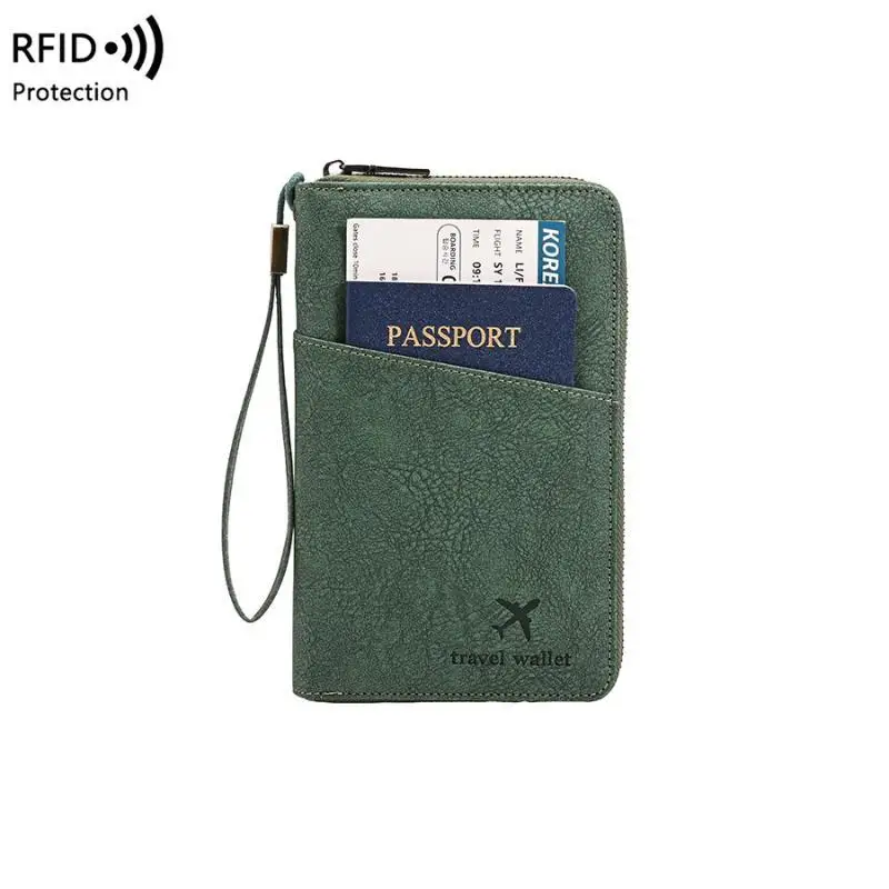 Dust Proof RFID Blocking Passport Bag Travel Document Holder Long Zipper Water Repellent Ticket Pouch for Hiking Trips〔88〕