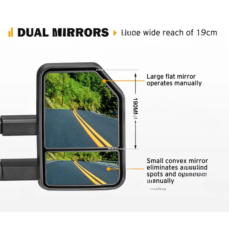 Suitable for Toyota Land Cruiser 70-79 84-19 Foldable Electroplating Long-Leg Rearview Mirror