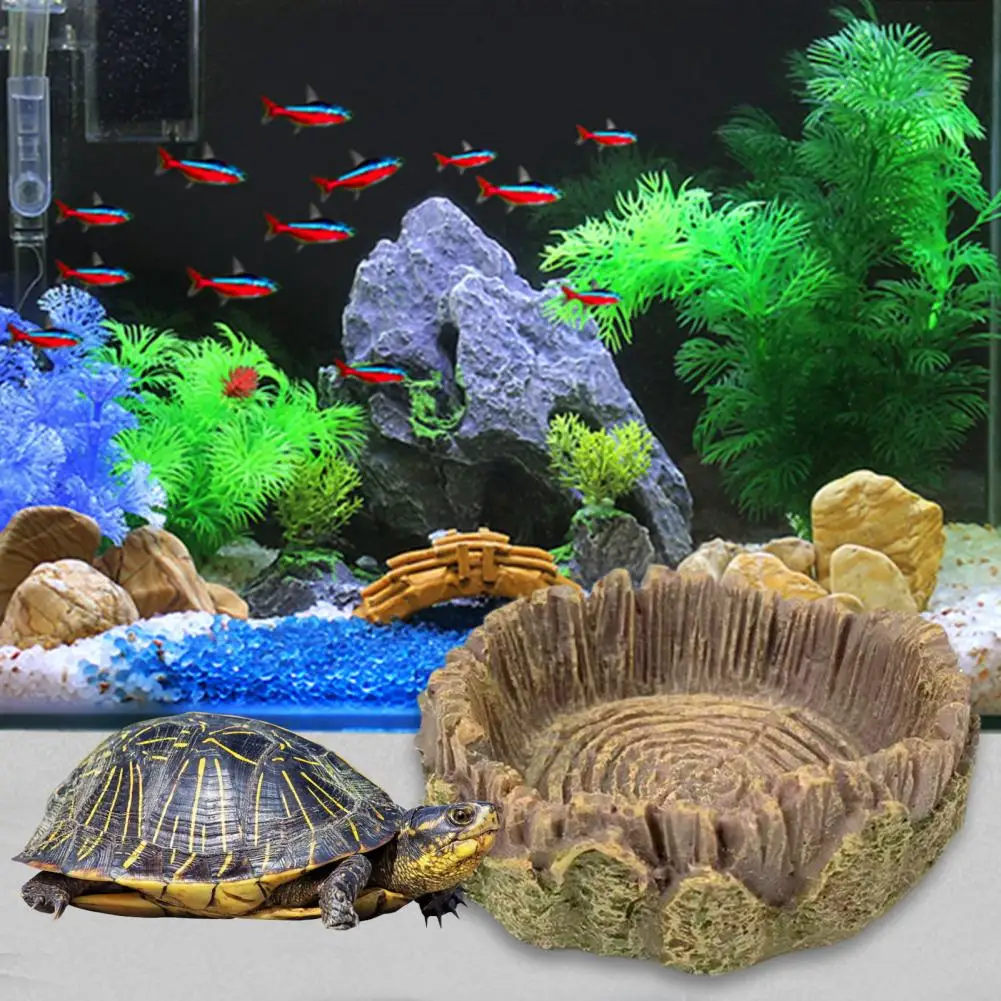 

2Pcs Reptile Feeding Dish Simulation Stump Ring Design Lizard Drinking Waterer Climbing Feeding Bowls Pet Drinking Tray