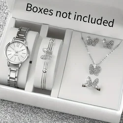 New 6pcs Luxury Fashion Women Watch Set Alloy Strap Ladies Quartz Wristwatch Rhinestone Alloy Bracelet for Ladies Gift No Box