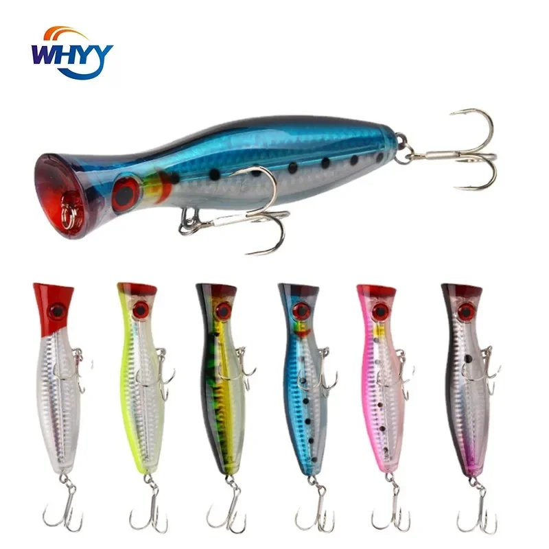 WHYY Big Mouth Popper Fishing Lure 125mm/40g Double Circle Reinforced Blood Tank Hook Hard Bait Artificial Plastic Bait Pesca