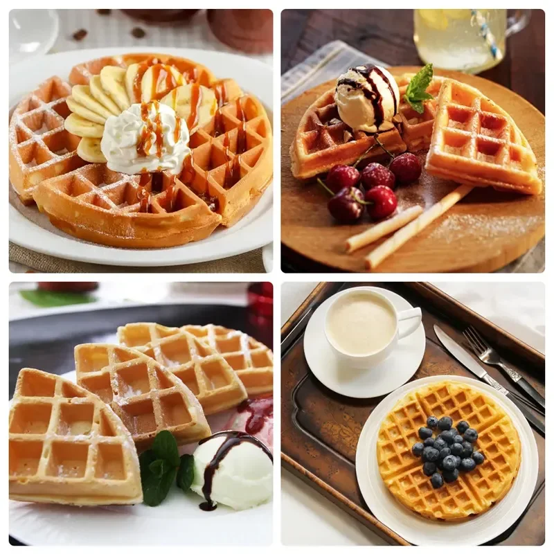 Commercial Electric Waffle Maker Double Side Heating Flip Baker Machine Desktop Non Stick Plate Kitchen Appliance for Home