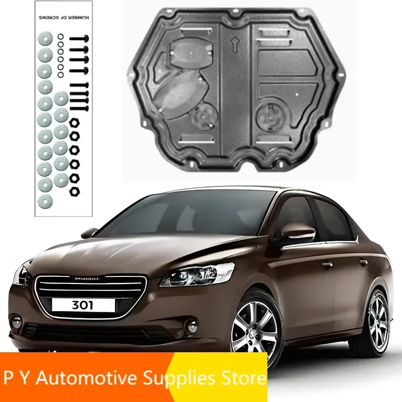 Car Accessories Black Under Engine Guard Mudguard Board Splash Shield Mud Fender Plate Panel For Peugeot 301 2014-2019 1.6L 2017