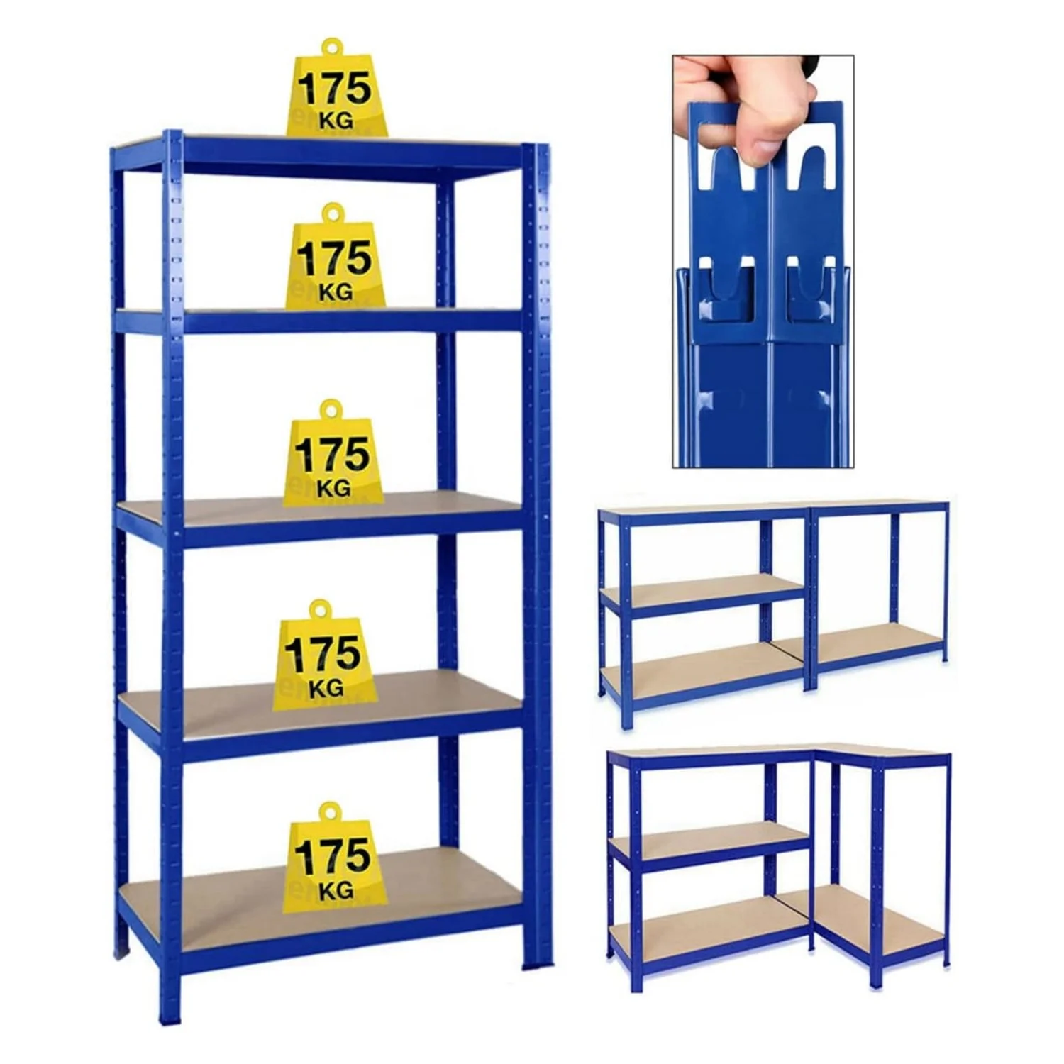 BRIEFNESS Workshop organiser Office storage shelf Multi-purpose shelf Blue 5-shelf shelf Can be used as bookshelf Display shelf