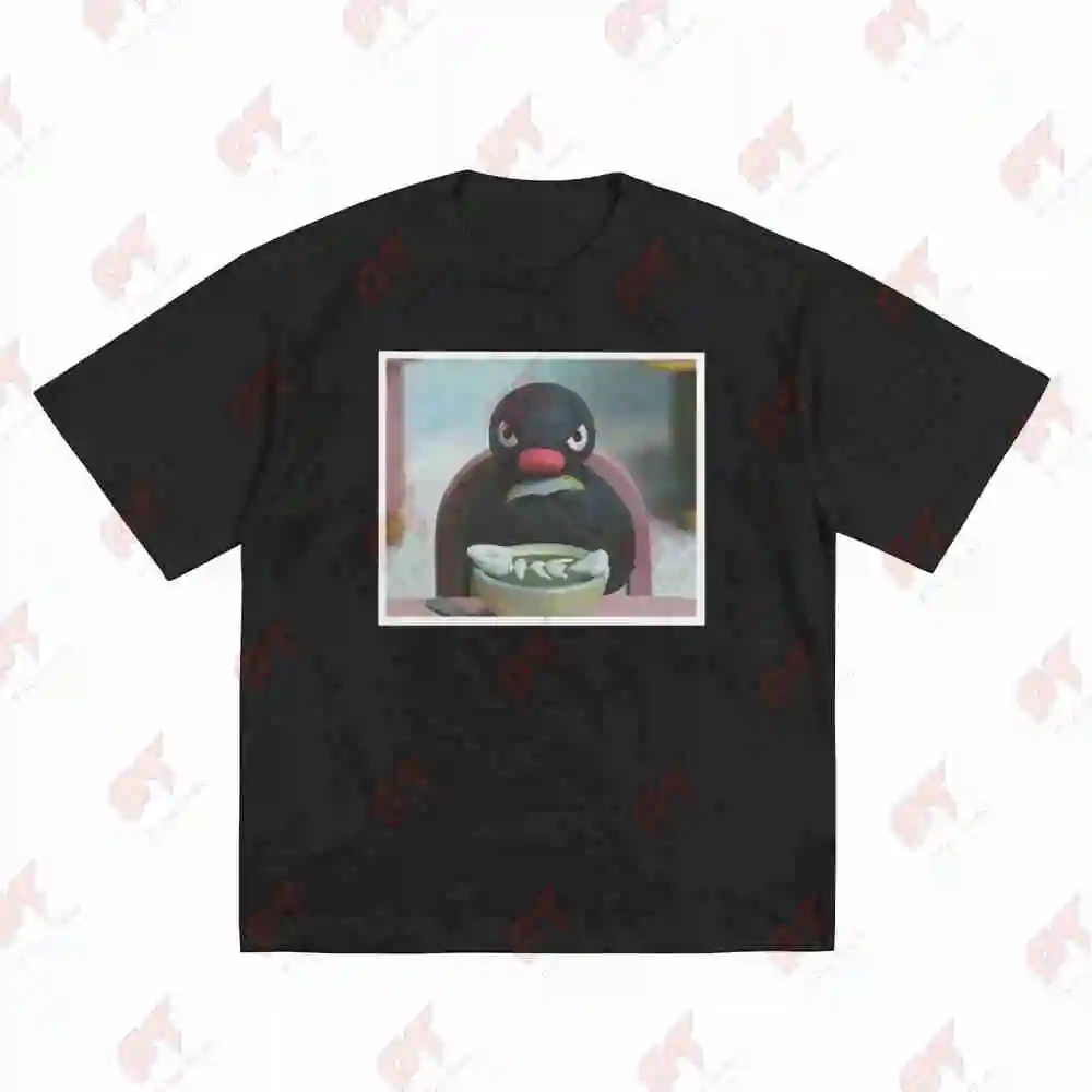Funny Angry Noot Pingu Penguin Heavyweight Short Sleeve Tee 100% Cotton T-Shirt