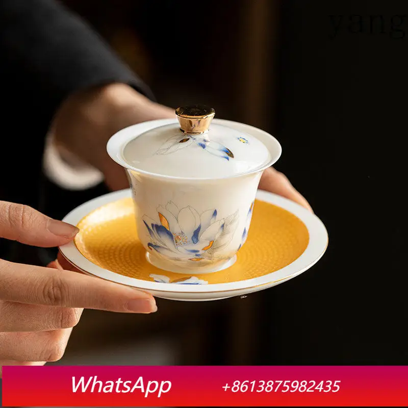 

Высококачественный фарфоровый чайный набор Yjq для кунг-фу, с крышкой, для домашнего использования, с защитой от ожогов, одиночный, китайский, керамический.