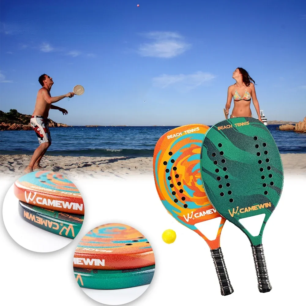 Professional Carbon Beach Tennis Paddle Racket, Soft EVA Face Racket with Bag, Unisex, Popular Adult, 1 Pc