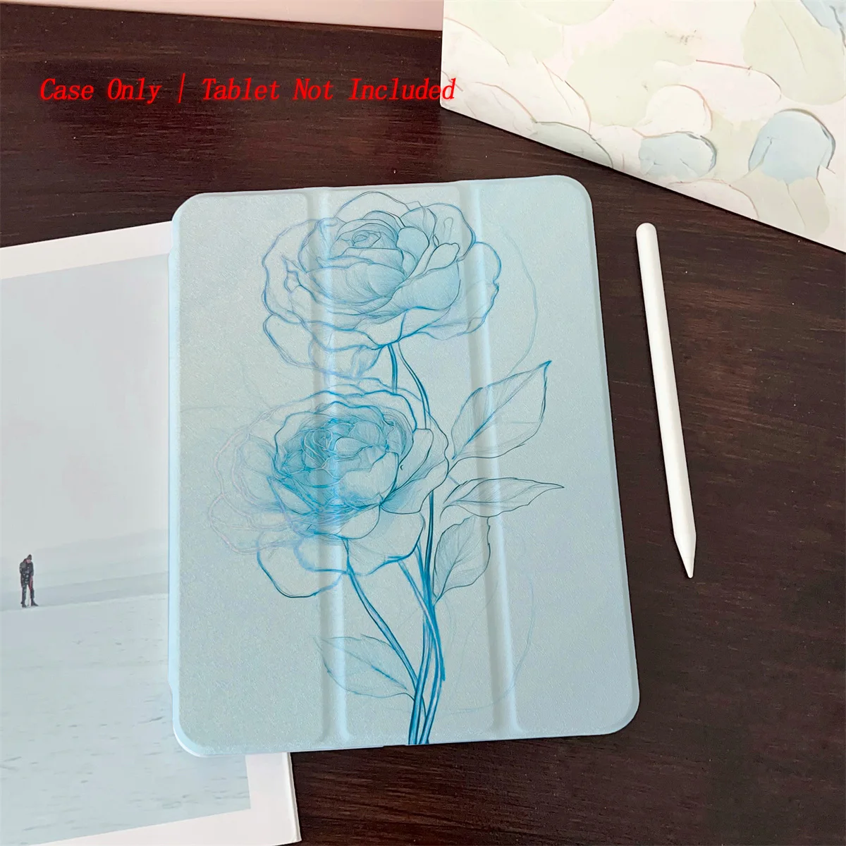 

Чехол для iPad с романтическим синим цветущим принтом цветов для Apple iPad Pro 12,9 Air 5 Mini 6, тонкий чехол с защитой от царапин 9-го поколения