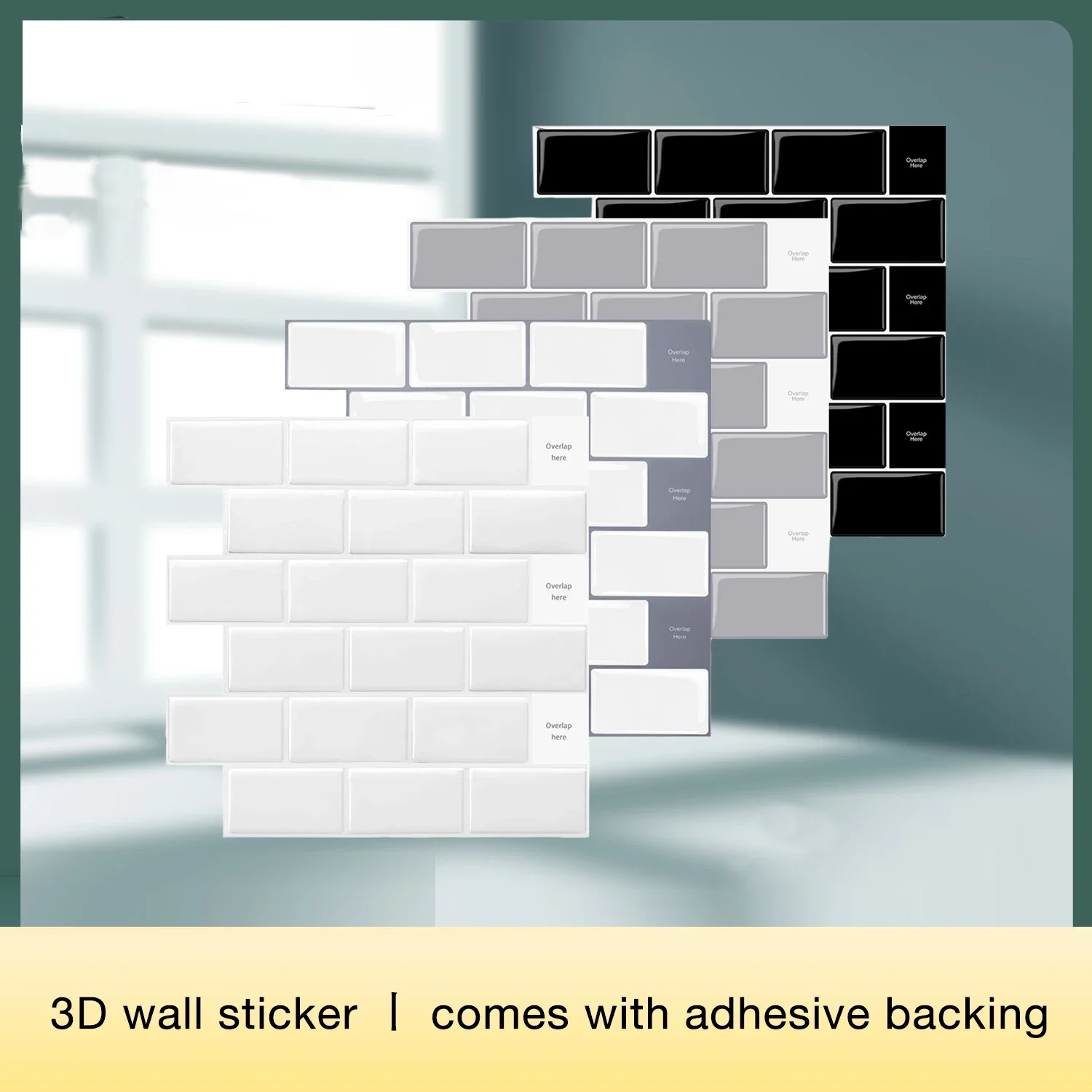 10 Sheets Wall Tile Sticker White Self Adhesive Tiles Waterproof Vinyl Wallpaper Backsplash For Kitchen Living Room Bathroom