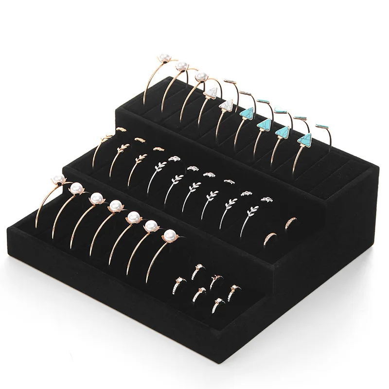 Velvet Bracelet Stand Ring Earring Storage Stands Packing Jewellery Large Showcase Holder Exhibitor Organizer Display Supplies