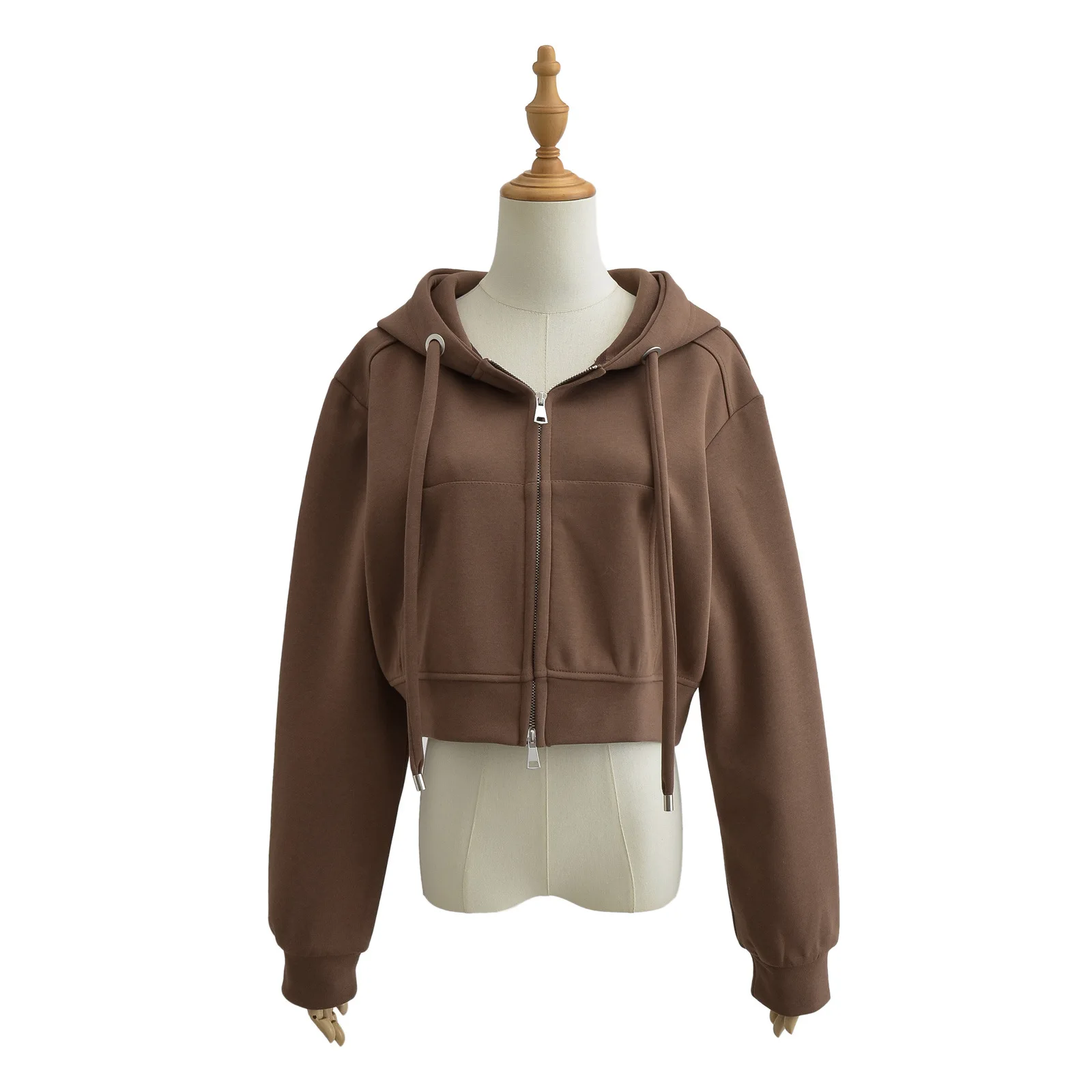 Bluza sportowa z grubym kapturem damska jesienno-zimowa dopasowana podwójny zamek błyskawiczny kurtka sweter z długim rękawem top do biegania