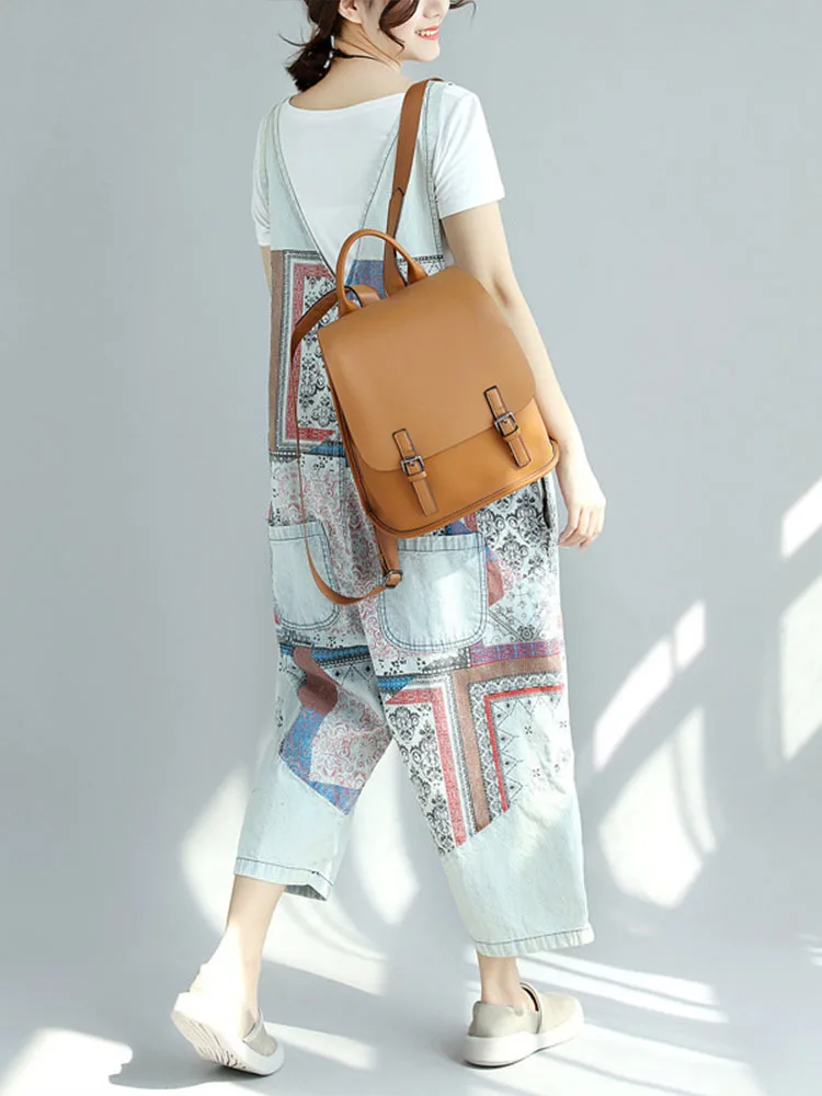 Max LuLu Summer British Designer Womens Vintage Printed Overalls Ladies Patchwork Loose Denim Pantalons Female Oversized Pants