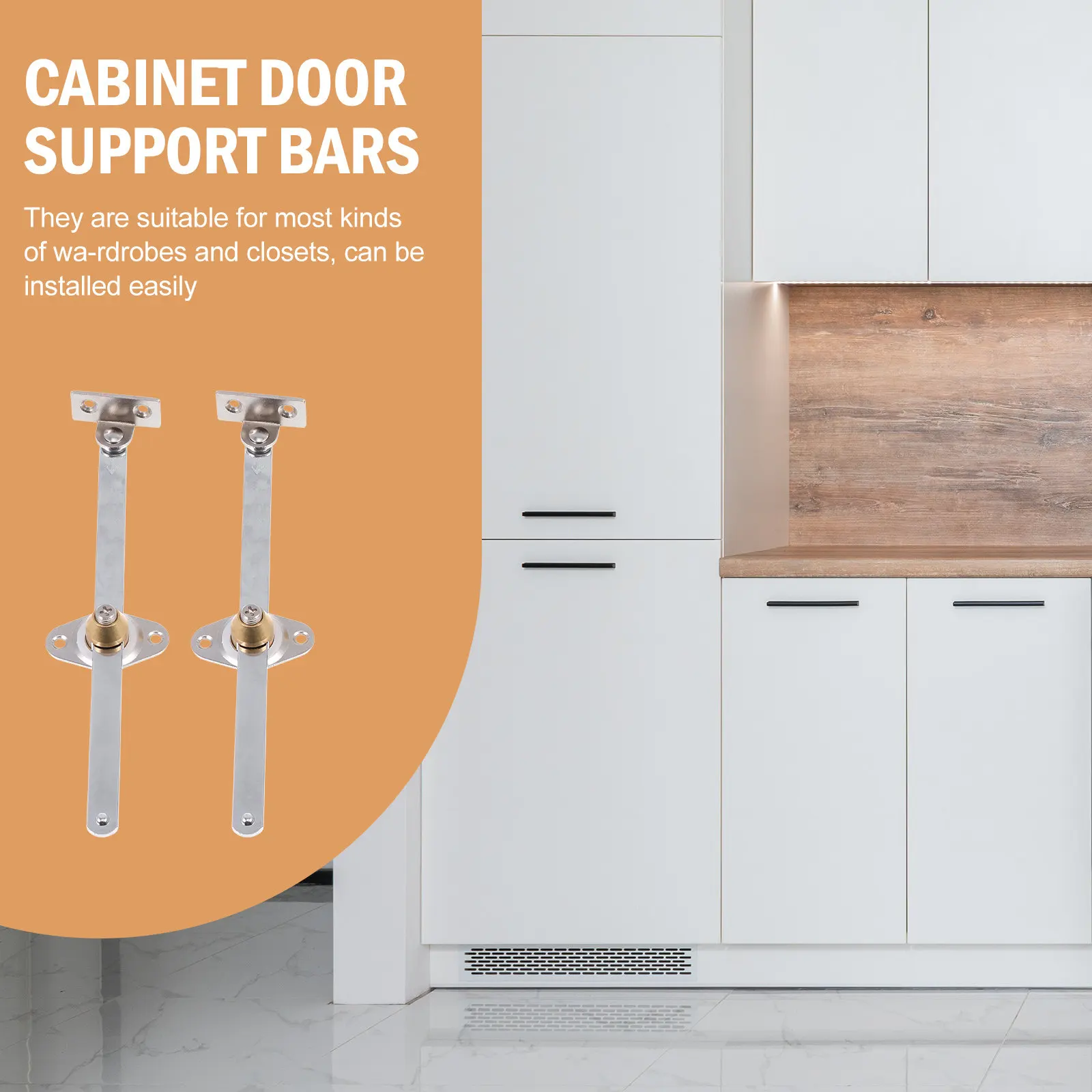 

2Pcs Durable Wardrobe Door Support Bars Silver Steel Closet Cabinet Stretch Bars Sturdy Practical Jackstays 20 Year Warranty