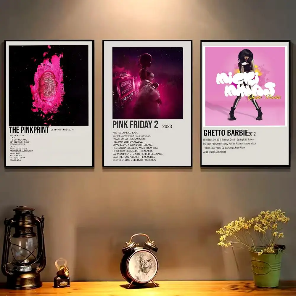 N-Nicki M-Minaj Painting Calligraphy Canvas Poster Wall Art Print for Bedroom Living Room Aesthetic Home Decor Gift