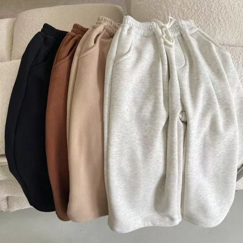 

Autumn Winter Children's Warm and Velvet Pants New Style Boys and Girls Integrated Velvet Wide Leg Pants Kids Trousers 90-140CM