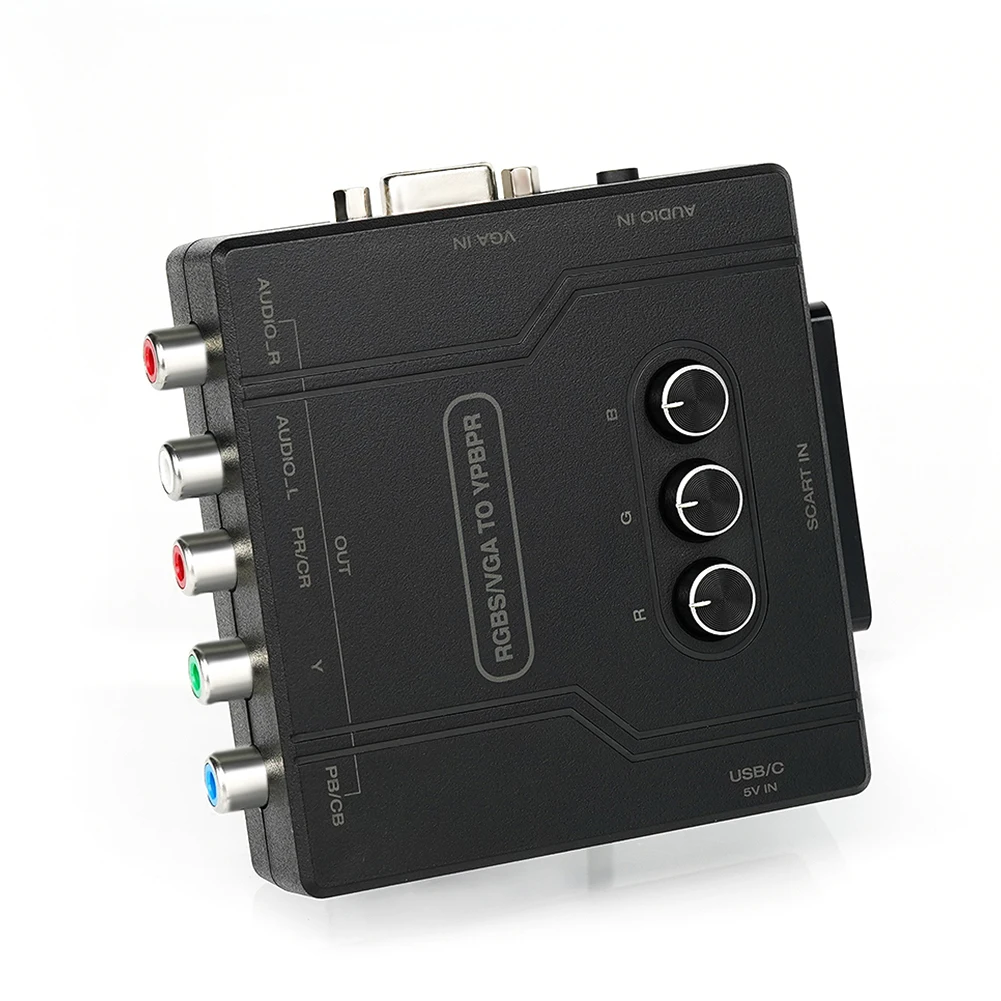 RGBS VGA SCART إلى YPBPR محول وحدة التحكم في الألعاب محول ترانسكودر الفيديو سطوع اللون قابل للتعديل محولات فرق اللون #4